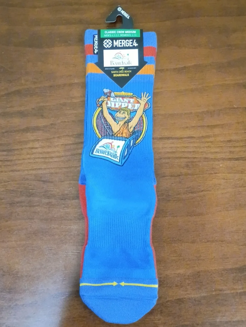 Santa Cruz Beach Boardwalk Blue Novelty Socks, Size M - NWT!